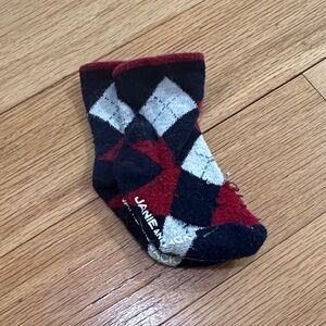 Janie and Jack Argyle Socks in Burgundy, Blue, and White